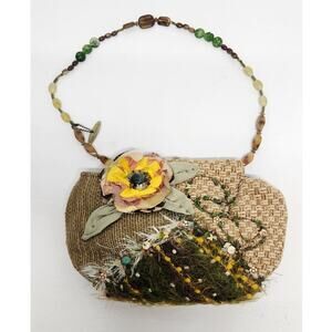 Mary Frances Vintage Embellished Clasp Shoulder Artsy Bag, Green Multicolor